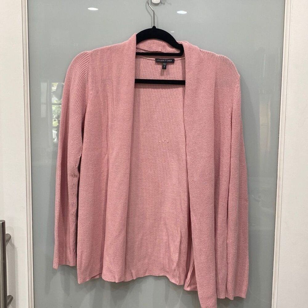 Eileen Fischer Women's Light Pink Cardigan Sweater Long Sleeve Sz M